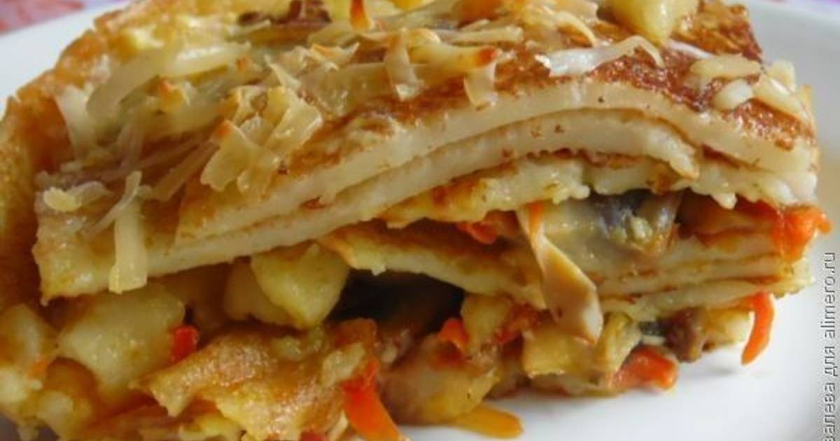 Лазанья с грибами и курицей - пошаговый рецепт с фото Лазанья с грибами и курицей - пошаговый рецепт с фото