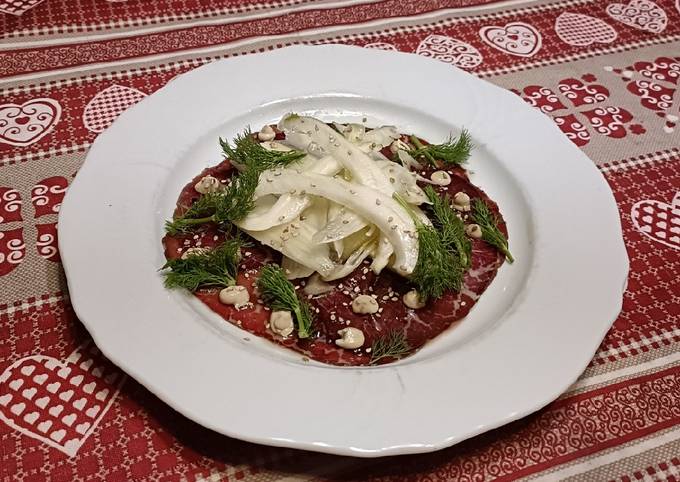 Ricetta Carpaccio Di Manzo Maionese Alla Salsa Di Soia E Finocchi Di