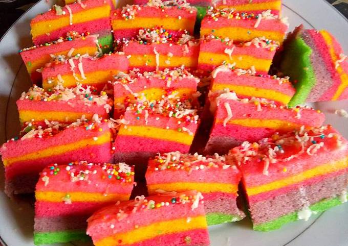 Resep Rainbow Cake Kukus Ny Liem Oleh Lisna Mdf Cookpad