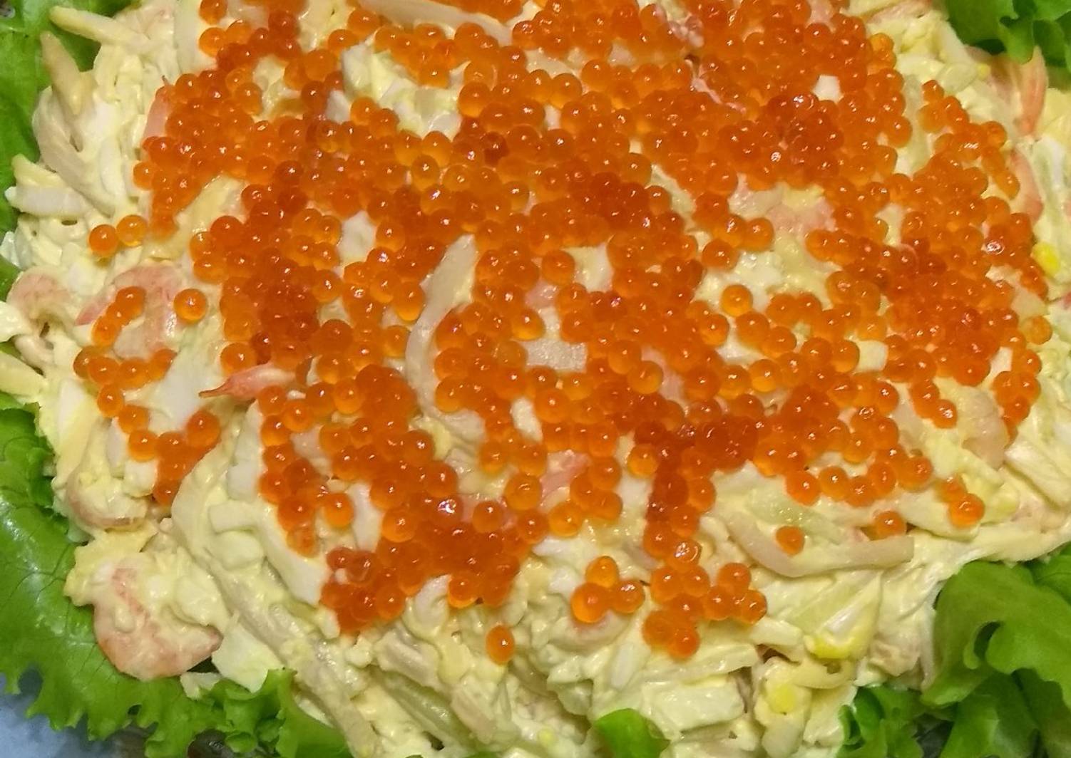 вкусный салат с кальмарами фото