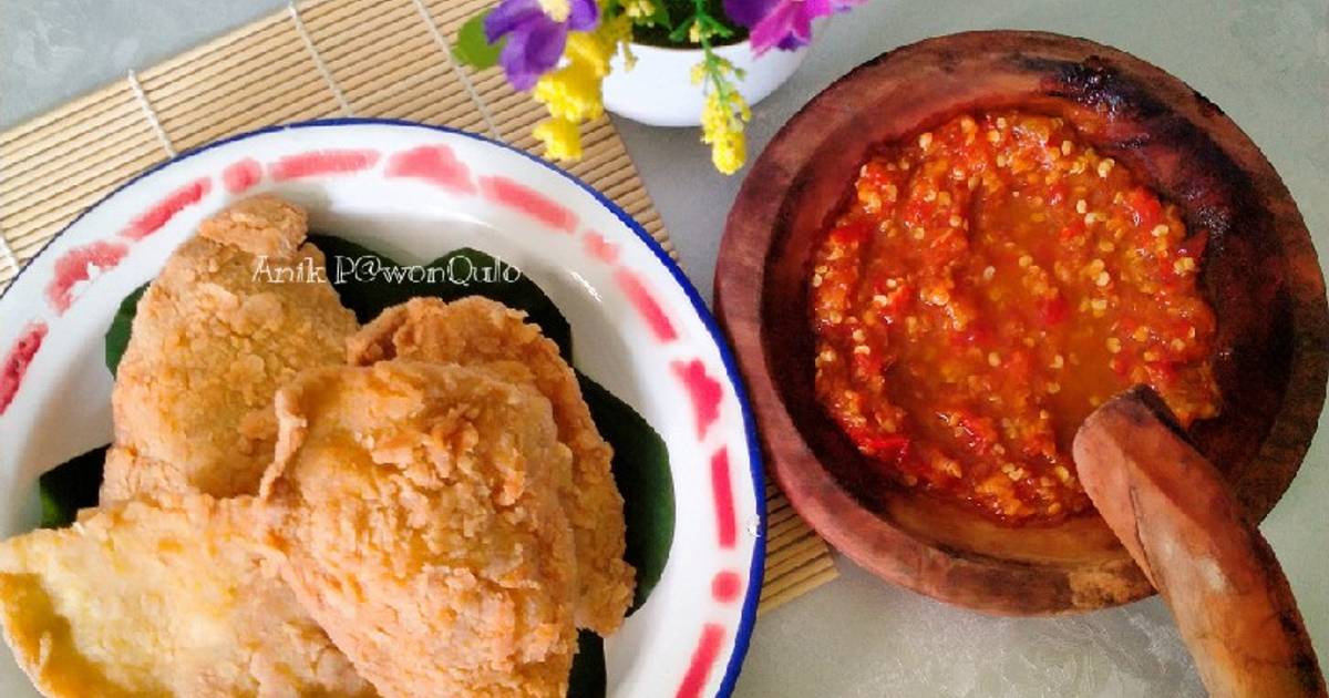 Resep Telur Dadar Crispy Sambal Korek Oleh Anik P Won Qulo Cookpad