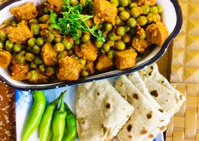 Soya Chunks Green Peas Masala Curry Vegan Soya Chunks Mutter Masala