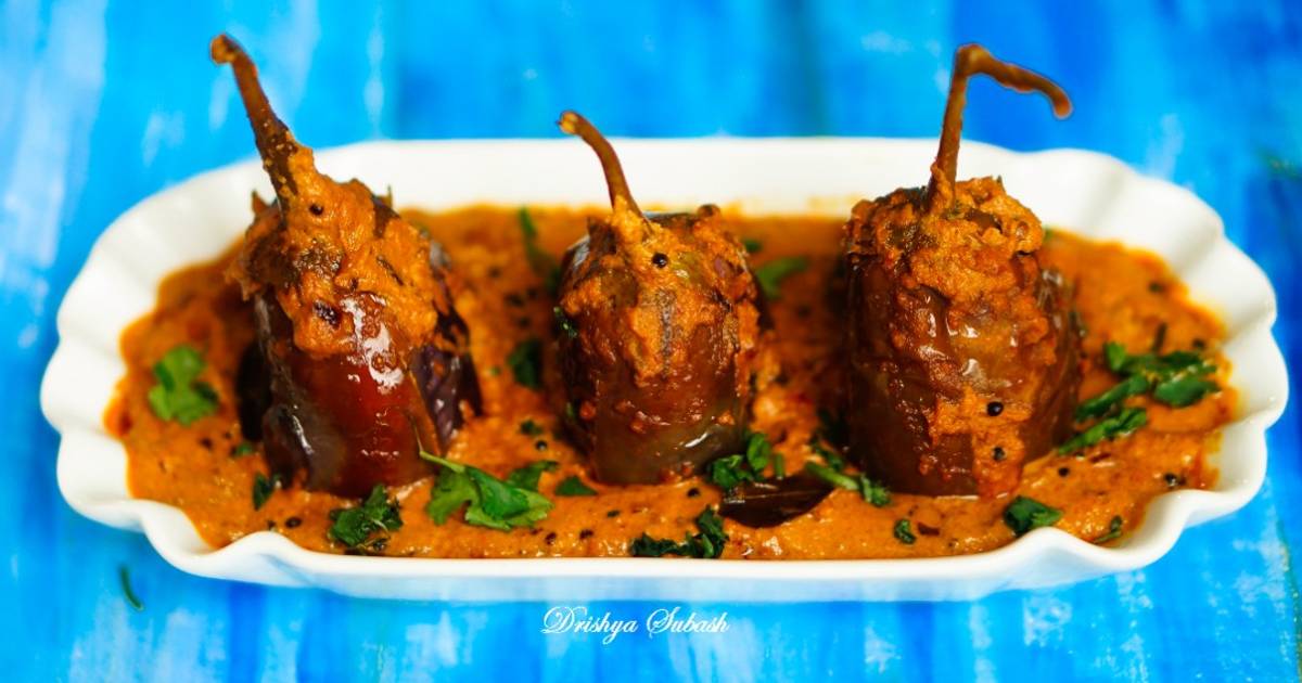 Bharli Vangi Stuffed Brinjal Stuffed Eggplant Recipe By Drishya