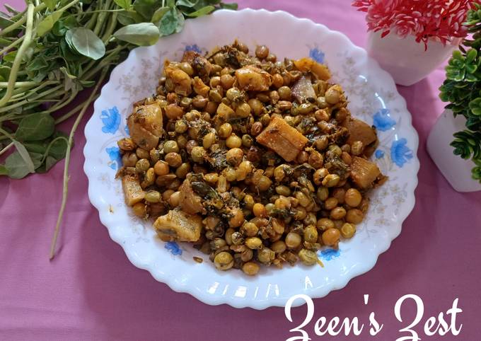 Green Pigeon Peas Aloo And Methi Sabzi Recipe By ZMA Cookpad