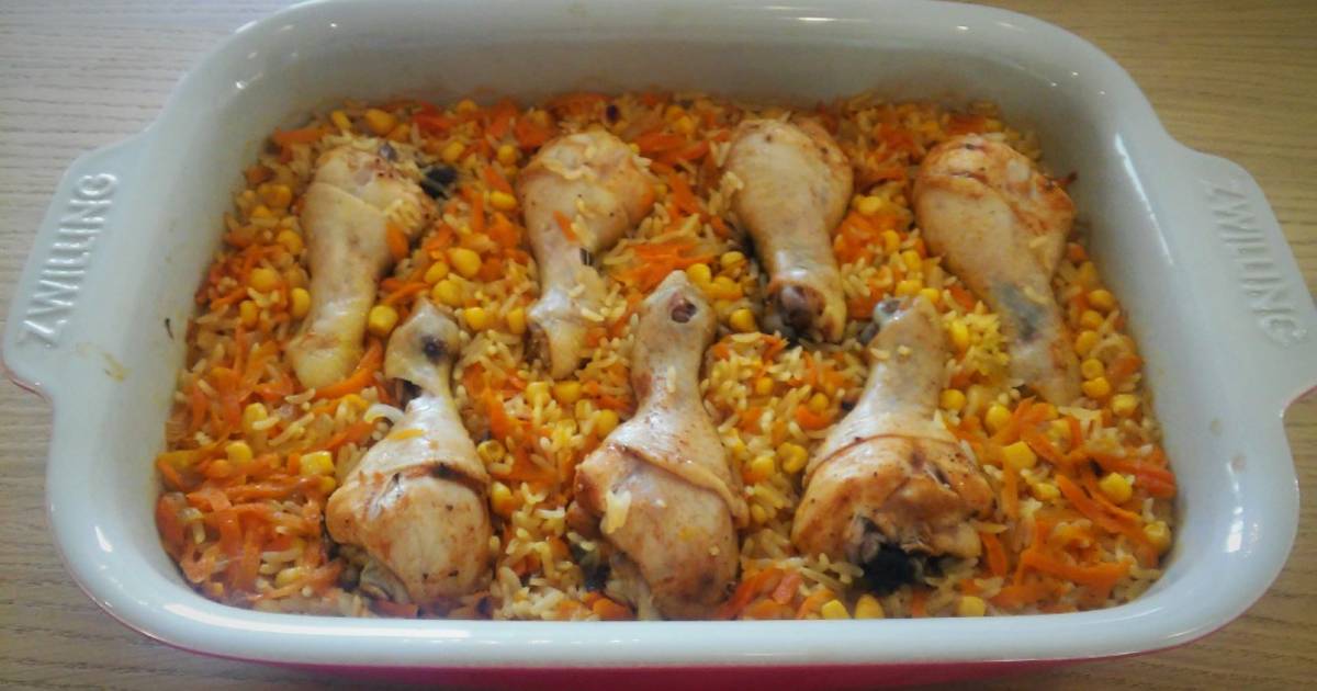 Курица с рисом и грибами в духовке рецепт с фото
