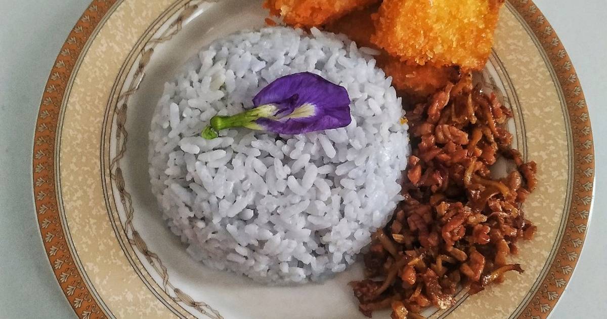 Resep Nasi Gurih Bunga Telang Butterfly Pea Flower Oleh Devi Cookpad