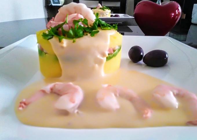 Causa Rellena De Langostinos Con Salsa Bechamel Receta De Lily