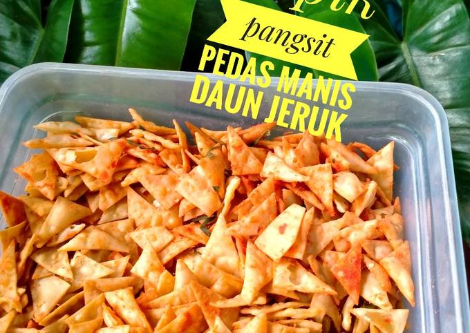 Resep Kripik Pangsit Pedas Manis Daun Jeruk Oleh Susan Miniarti