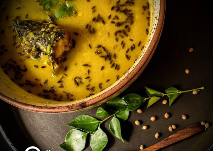 Moong Dal With Fish Head Mach Er Matha Diye Dal Recipe By Susita Sen