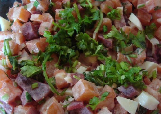 Ensalada fría de Papa Remolacha y huevo Receta de Adriana Matamoros