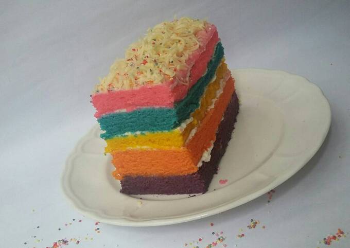 Resep Rainbow Cake Kukus Ny Liem Super Lembut Postingrame2 Bolu Oleh