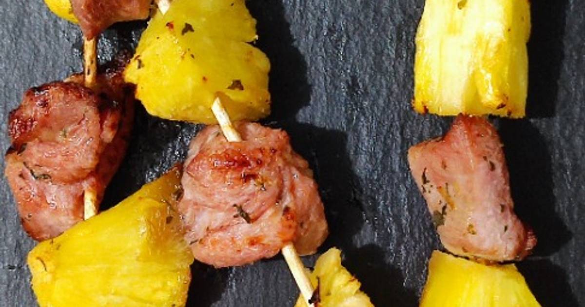 Brochetas De Pavo Y Pi A En Freidora De Aire Receta De Imoan Cookpad