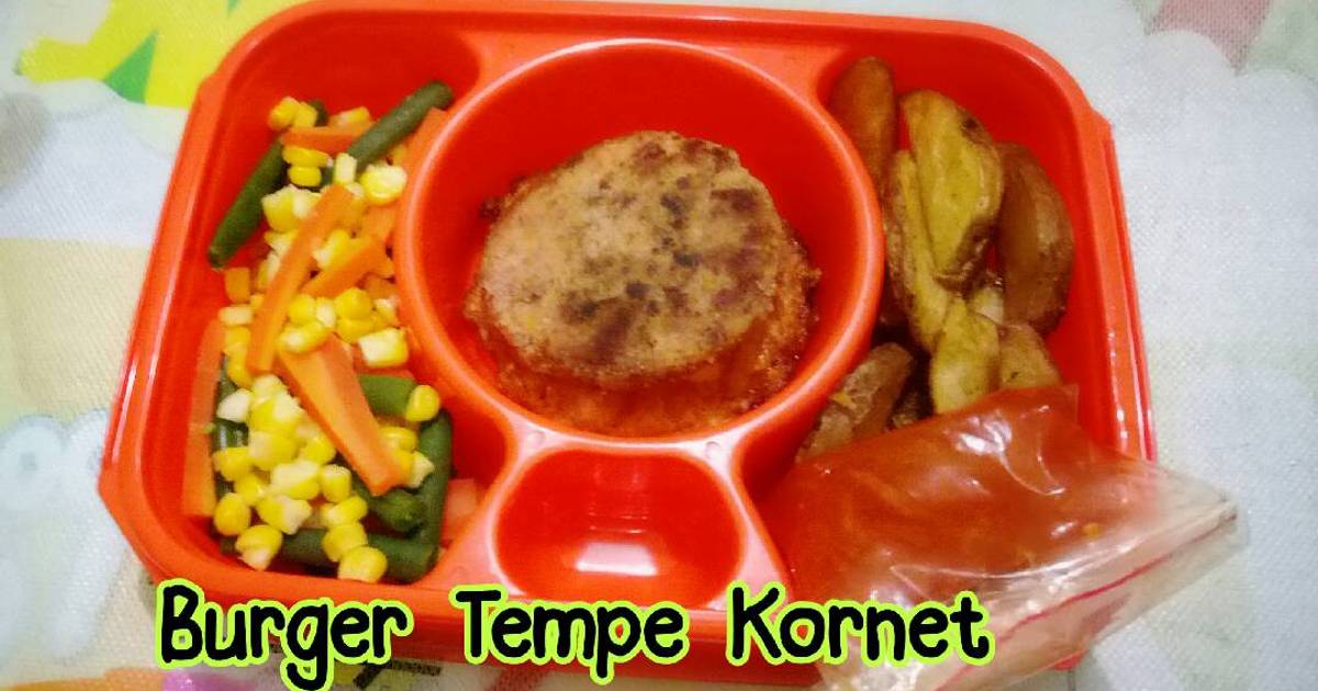 Resep Bekal Suami Burger Tempe Kornet Saus Asam Manis Oleh