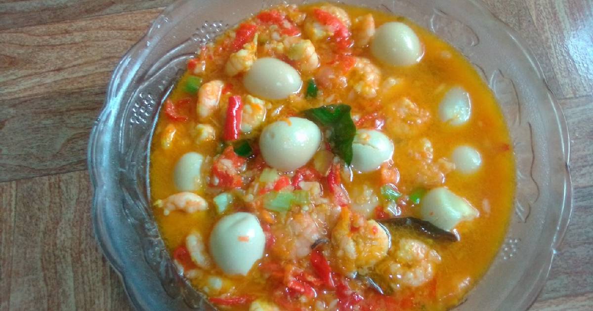 Resep Udang Telur Puyuh Kuah Pedas Oleh My Kitchen Cookpad