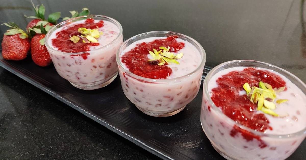 Strawberry Sabudana Kheer Strawberry Sago Pearls Pudding Recipe By