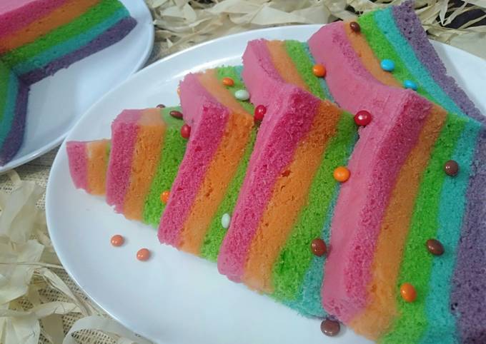 Resep Steamed Rainbow Cake Ny Liem Oleh Kurniasari Cookpad