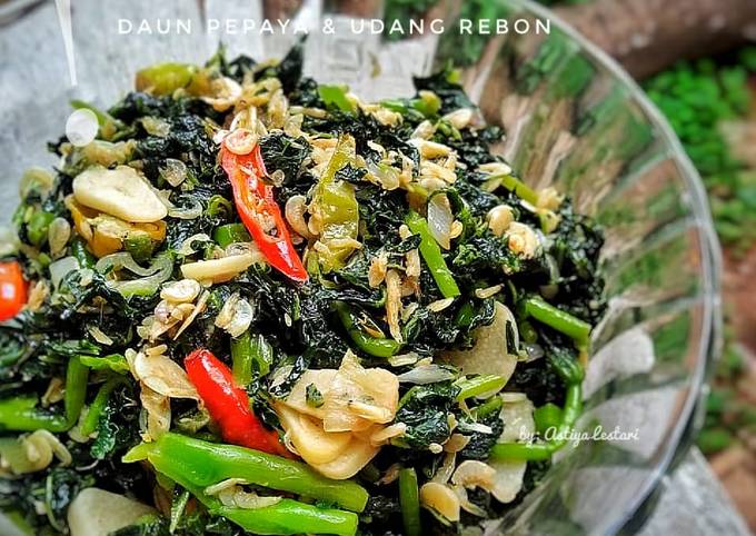 Resep Oseng Daun Pepaya Dan Udang Rebon Oleh Astiya Lestari Cookpad