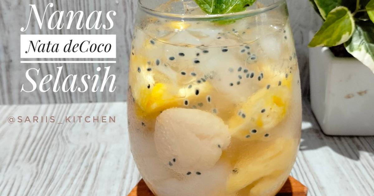 Resep Es Leci Nanas Nata Decoco Selasih Oleh Sari S Kitchen Cookpad