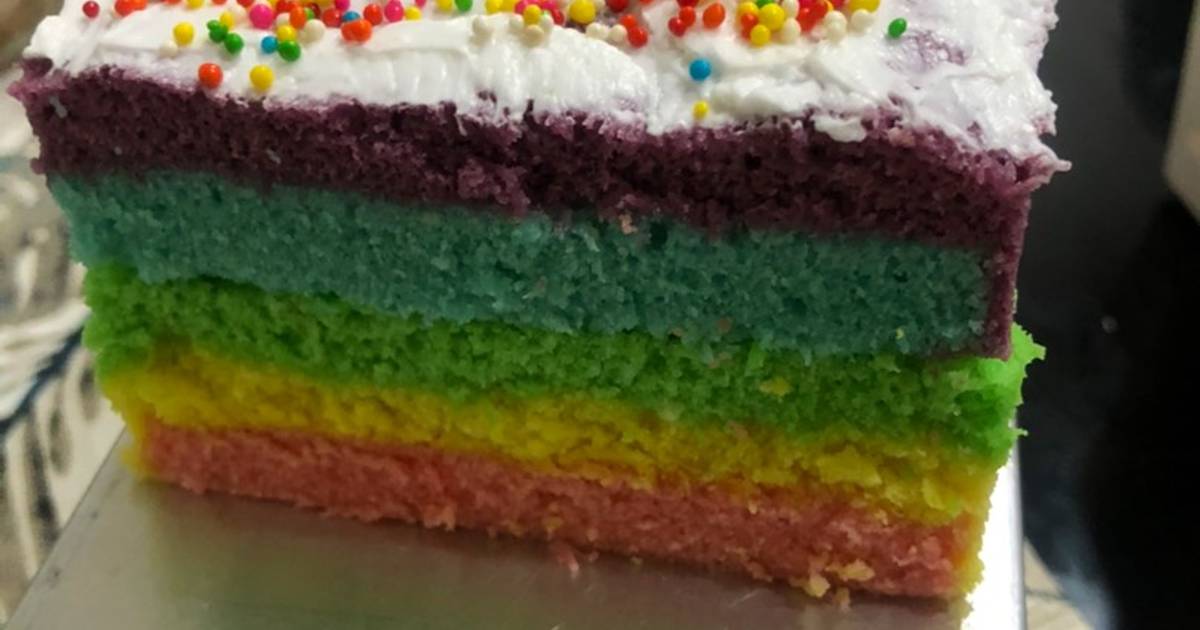 Resep Rainbow Cake Kukus 2 Telur Oleh Bertyyy6 Cookpad