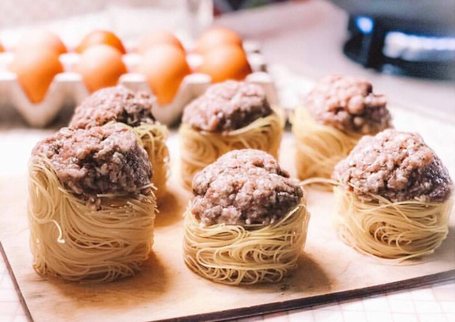 фото гнезда макароны в духовке