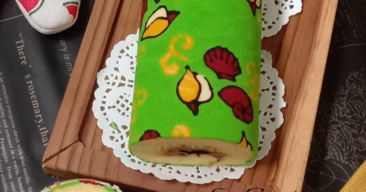 Resep Bolu Gulung Batik Versi Oven Batik Gonggong Cake Oleh Een