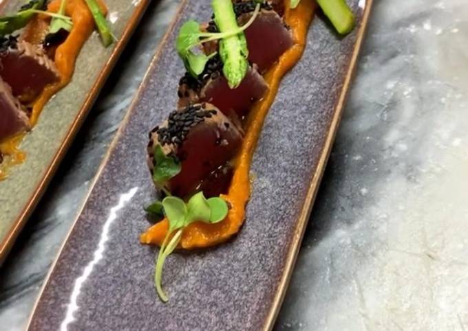 Tuna Tataki Puré de Batata Doce Receita por Tasca Del Arte