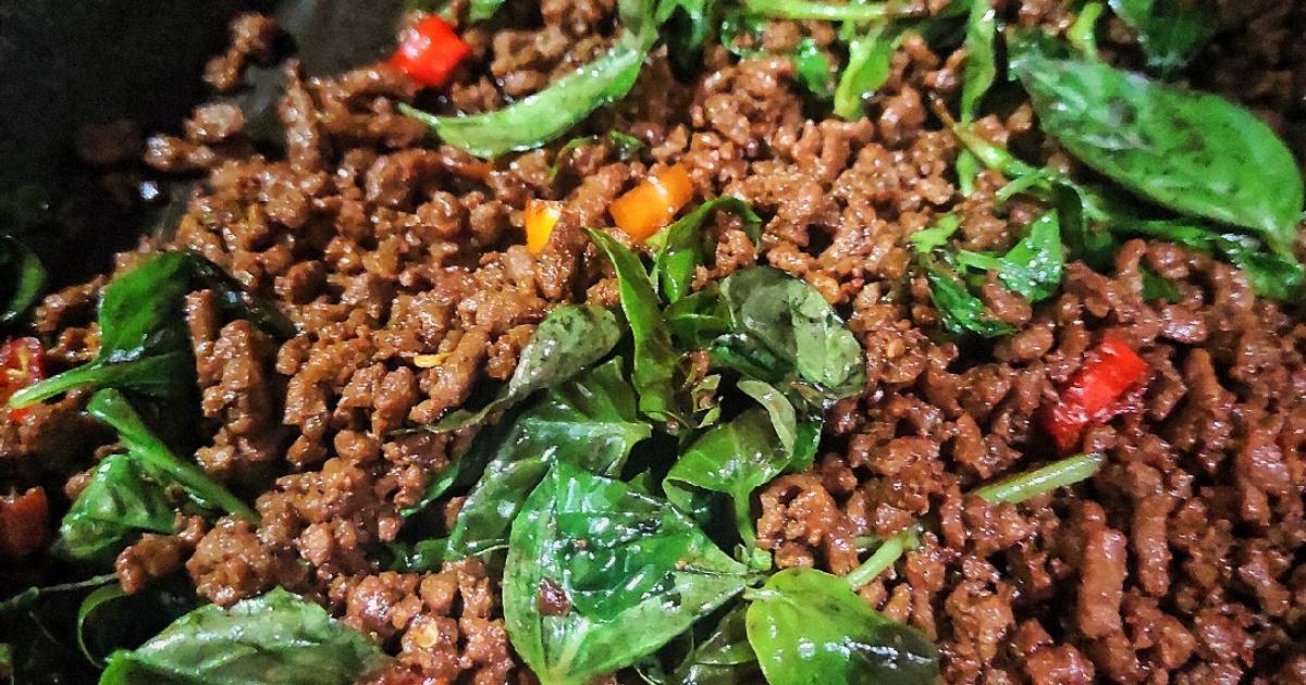 Resep Daging Cincang Kemangi Thailand Tumis Thai Beef Basil Pad