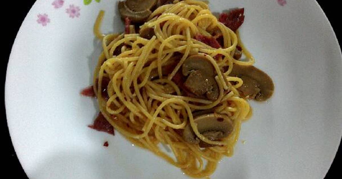 Resep Spaghetti Aglio Olio With Smoke Beef And Mushroom Oleh Fiona Cen