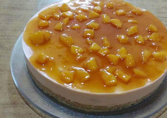 Cheesecake De Durazno Sin Horno Receta De Fresia Superi Cookpad