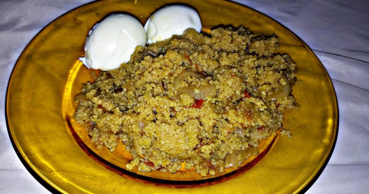 Jollof Couscous With Cooked Egg Girki Daga Mkaj Kitchen Cookpad