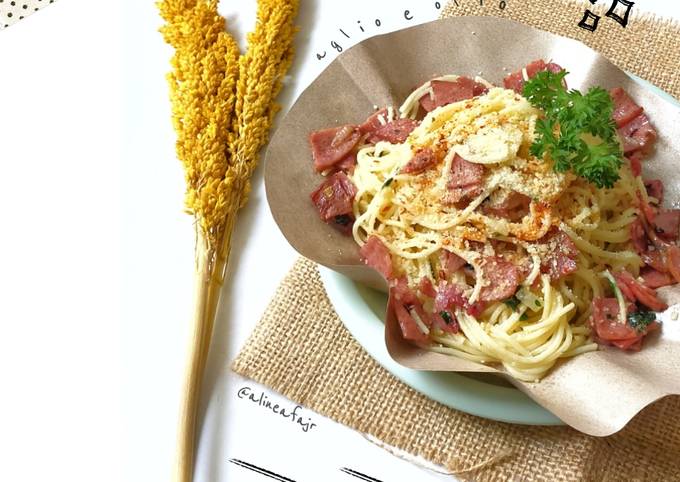 Resep Spaghetti Aglio Olio Smoked Beef Oleh Alinea Fajr Cookpad