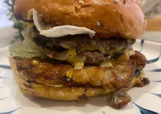 Resep Double Cheese Burger Egg Smash Patty Burger With Video Oleh