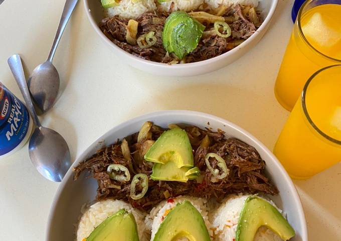 Carne Mechada Con Arroz Receta De Baemy Cookpad