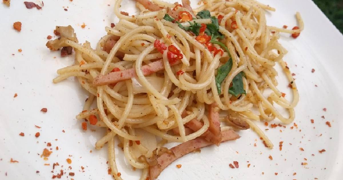 Resep Spaghetti Aglio Olio With Mushroom And Smoked Beef Oleh By