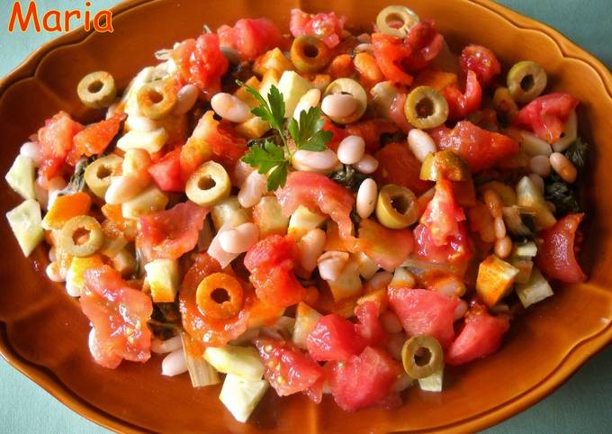 Ensalada de judías blancas con vinagreta de ajo y pimentón Receta de