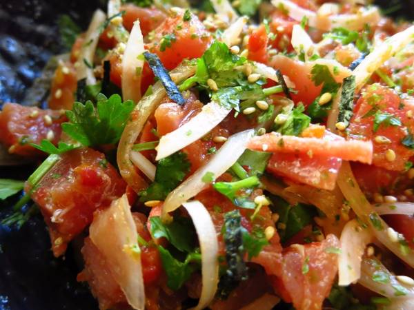 Super Easy Spicy Cilantro Ahi Poke for 2