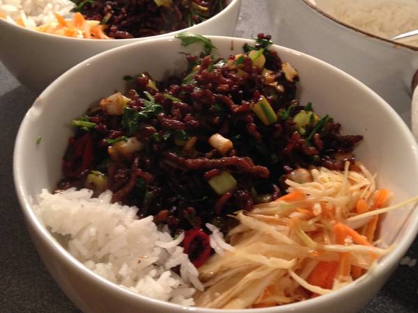 Crispy Asian Beef with a Crunchy Slaw