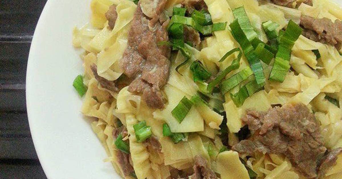 Stir-fried Beef with Fresh Bamboo Shoots Recipe by cookpad 