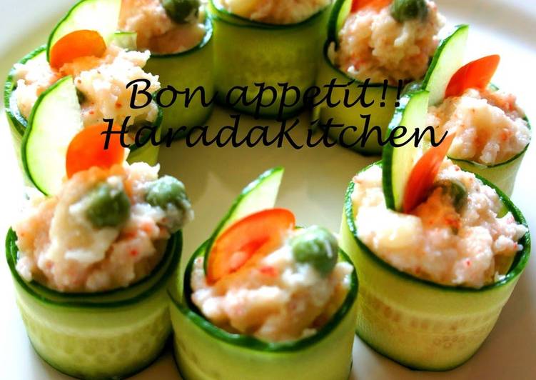 15 Minute Recipe Crab Salad Wrapped in Cucumber Recipe by cookpad