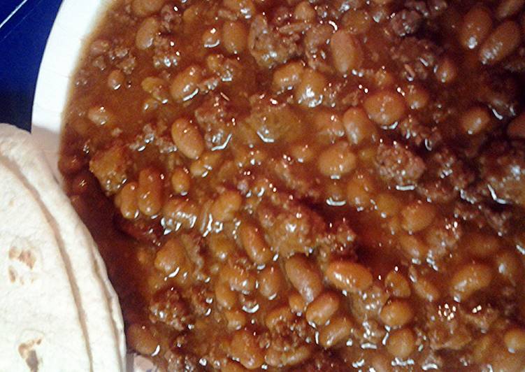 Pork and beans with hamburger Recipe by skunkmonkey101 Cookpad