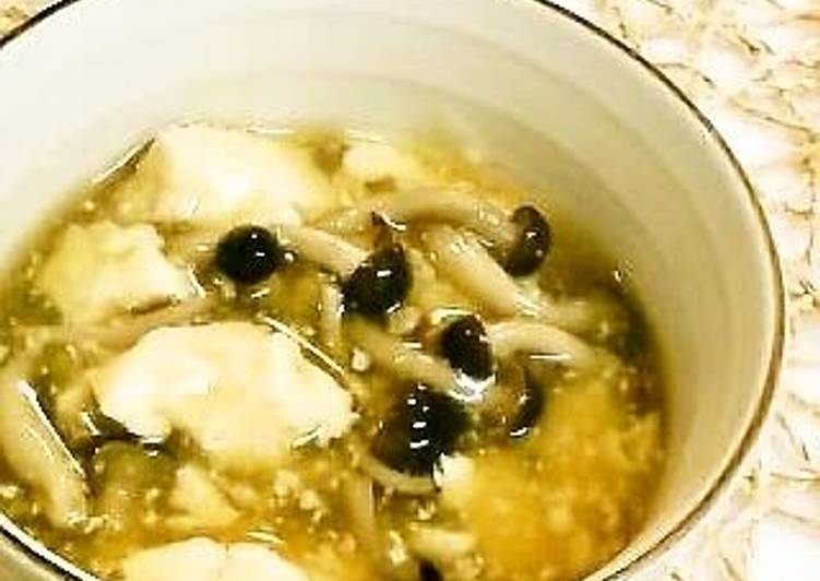 Kyotostyle Japanesestyle Tofu and Shimeji Mushroom with Ankake Sauce