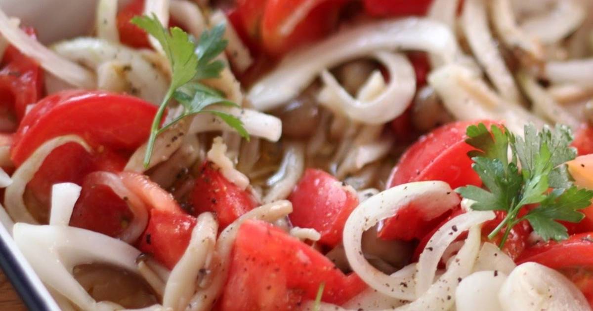Marinated Shimeji Mushrooms and Tomato Summer Salad Recipe by cookpad