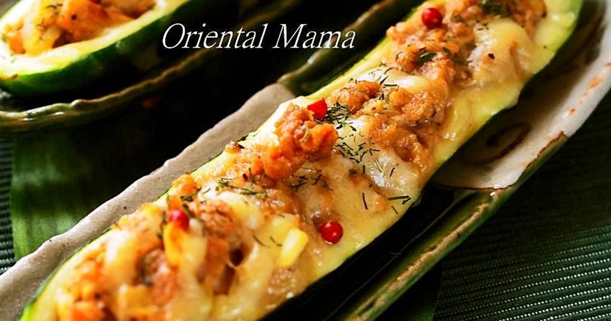 Baked Zucchini with Tuna, Miso, and Cheese Recipe by cookpad.japan