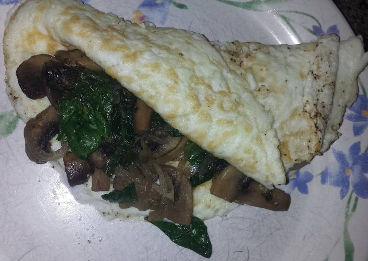 Spinach and mushroom egg white omelette Recipe by beckysmith4.3 Cookpad
