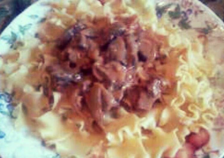 Easy Beef Stroganoff (using left over sirloin steak) Recipe by Bridget