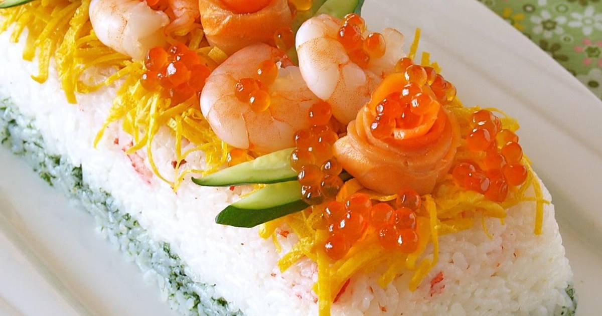 Juicy Sushi Cake with Crab for Doll's Festival Recipe by cookpad.japan