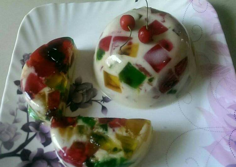 Broken Glass Jelly Pudding Recipe by Rekha Varsani Cookpad