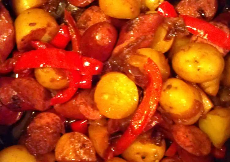 Kielbasa potatoes and peppers Recipe by deltaman66 Cookpad