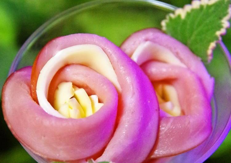 Easy FlowerShapes! Ham and Cheese Rose Bento Box Fillers Recipe by