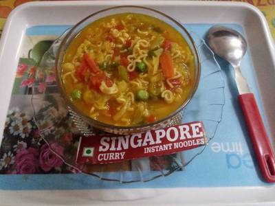 Singapore curry noodles soup